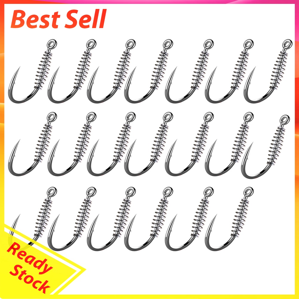 20pcs Carp Fishing Hook Barbed Swivel Spring Jig Hook Single Circle Hooks