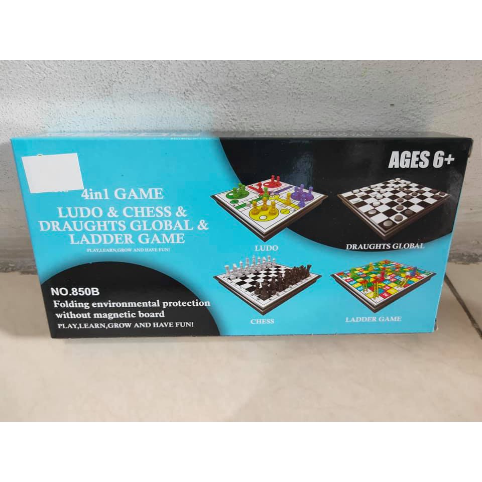 Mainan board 4in1 LUDO ULAR TANGGA CATUR DAN chinese checkers