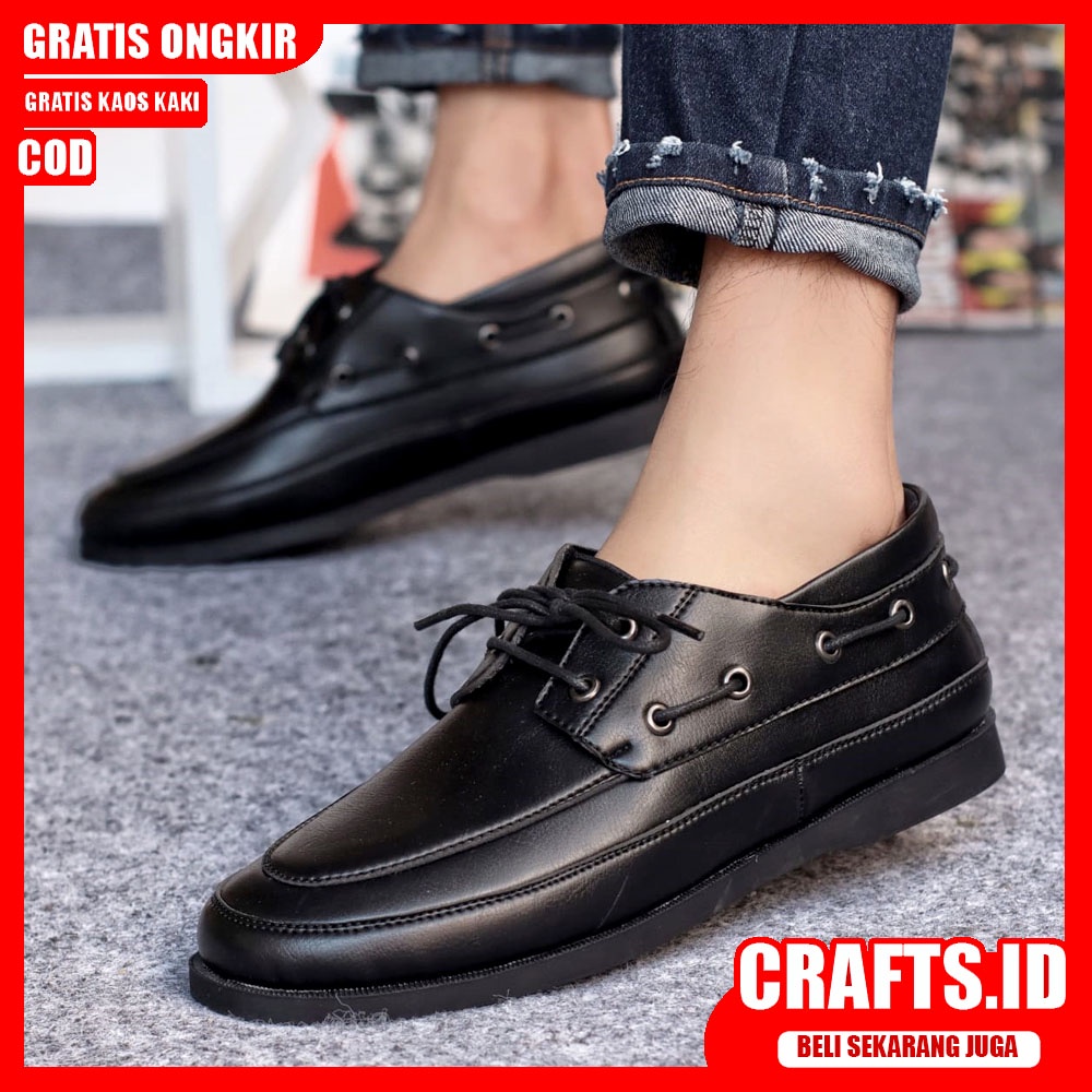 CRAFTS Sepatu Formal Casual Kulit Syntetik Kasual Kerja Kantor Pantofel Pria