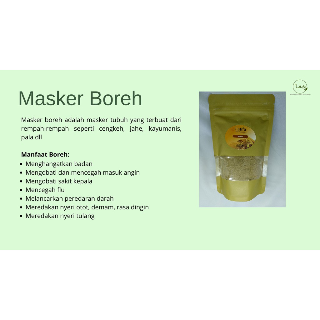 Masker Boreh, boreh untuk masuk angin, boreh pengantin, boreh SPA, boreh alami