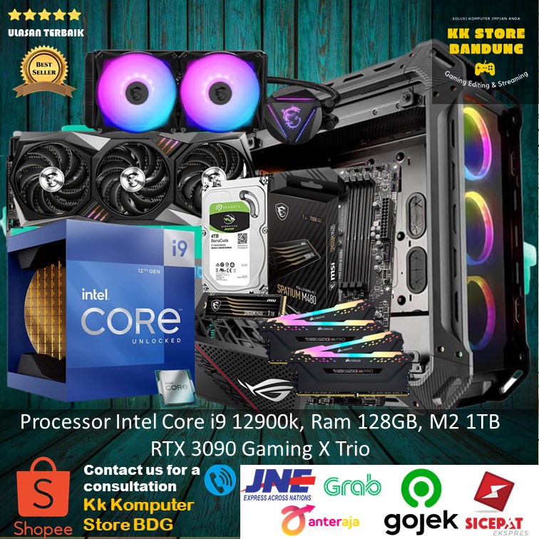 PC Rakitan Intel Core i9 12900K |Ram 128GB| RTX 3090 24GB PC Gaming Streaming Editing Design
