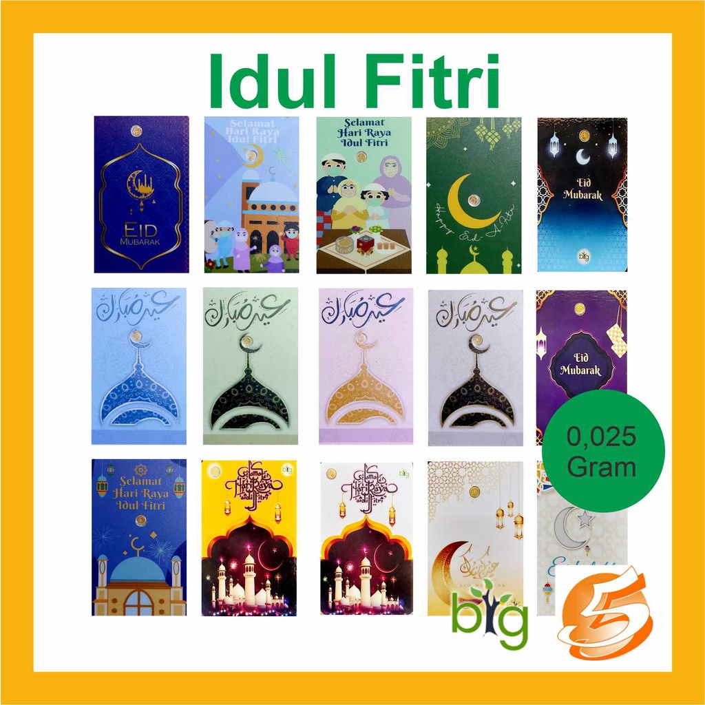 Emas Logam Mulia Big Gold Emasin 0,025 0.025 Gram Edisi Idul Fitri Selamat Lebaran Eid Mubarak Musli