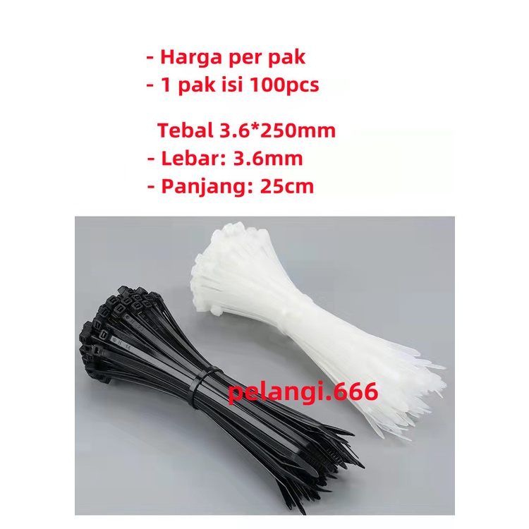 kabel ties/kabel tis/cable tis  3.6*250MM (25cm) Hitam/Putih