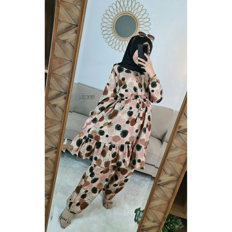 JUMBO - ONE SET MONALISA / LONG TUNIK SETCEL / SETELAN CELANA JUMBO MURAH