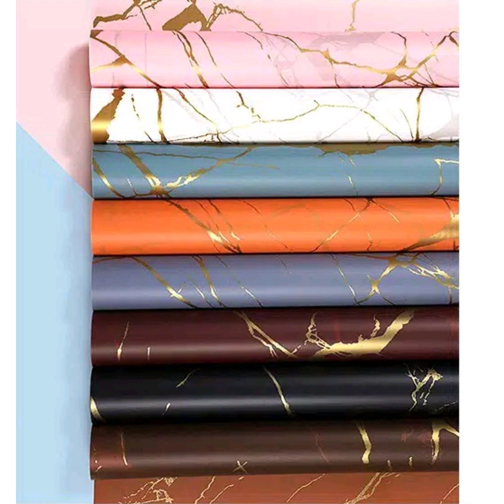 

Flower Wrapping Paper Golden Marble Cellophane Kertas Buket Motif Marmer Emas Bunga Florist (58 x 58cm) - Ecer