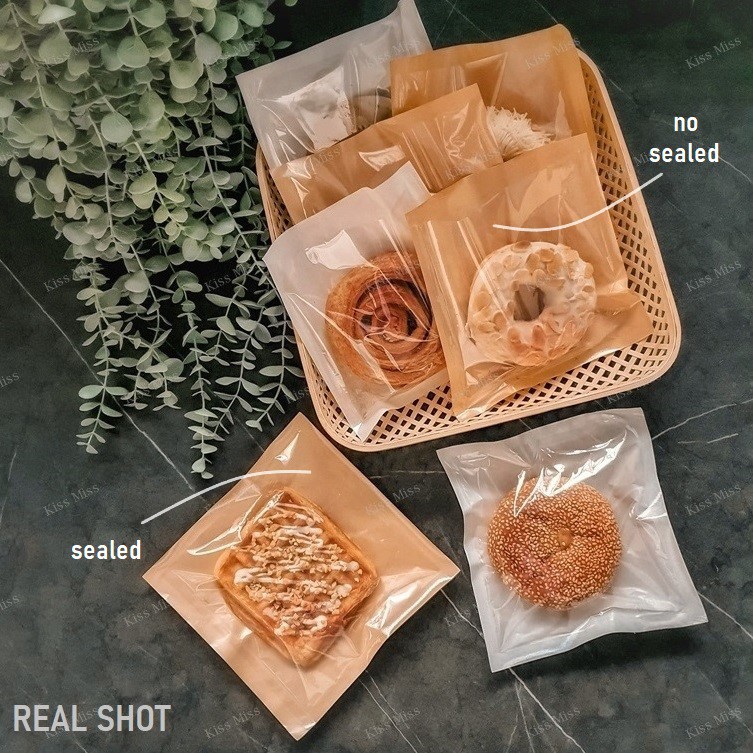 PAPER BREAD bag - 21x25 - kantong kertas minyak roti - pizza - plastik - donat - pizza - croisant