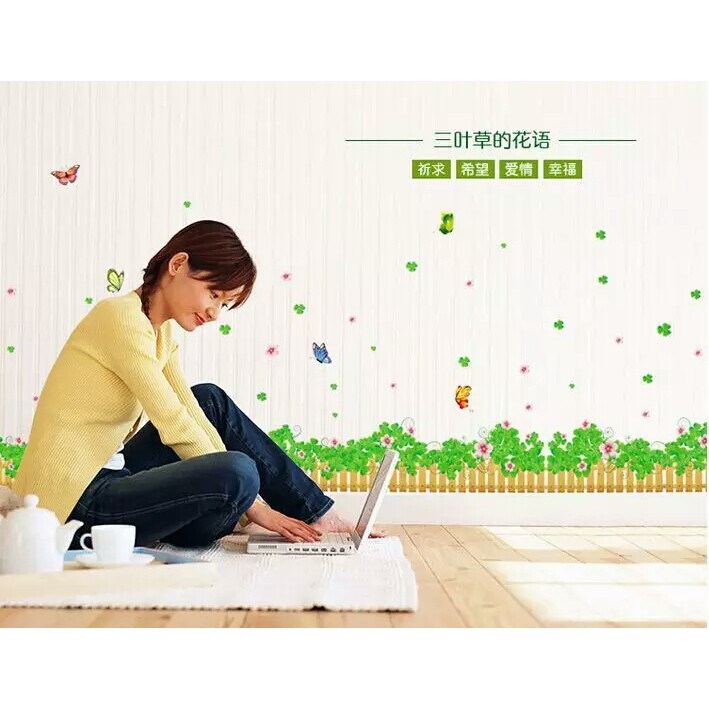 RELIZA WALL STICKER RUMPUT PAGAR HIJAU GREEN GRASS AY7056 STIKER DINDING