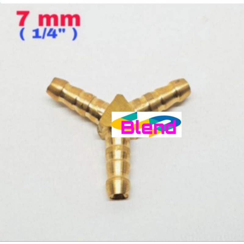 7 mm Nepel Cabang 3-Y 1/4 inch KUNINGAN Sambungan Selang Gas/Kompresor