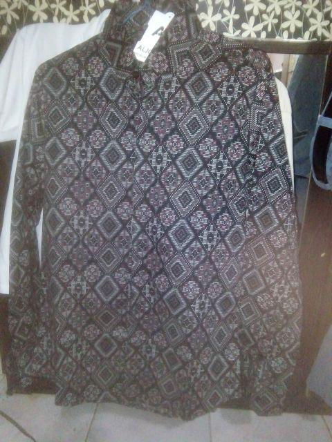 Mcw165 Kemeja Batik Songket Diamond Hitam Slimfit / Kemeja Batik Panjang Kemeja Batik Pria Terlaris