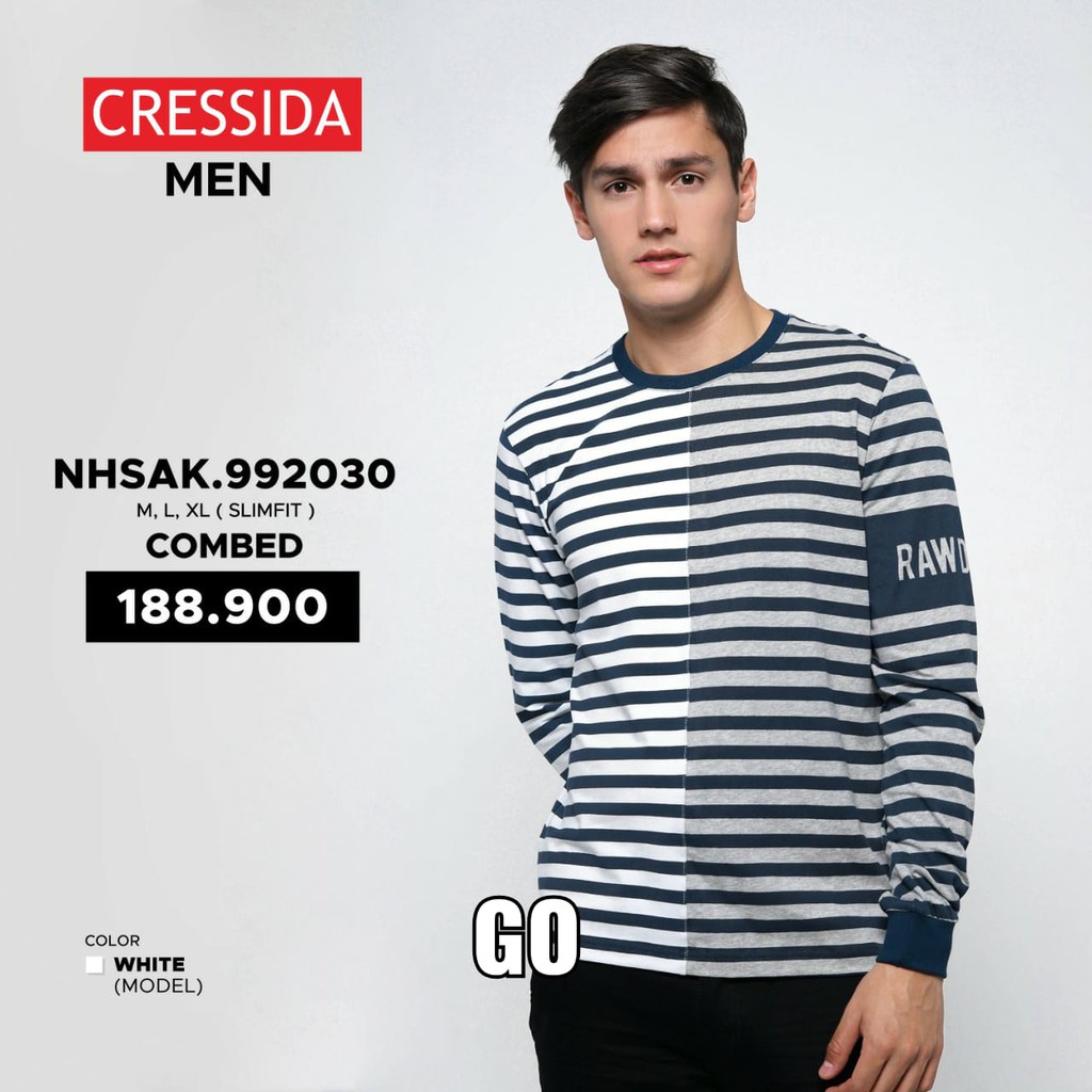 gof SYLP CRESSIDA KAOS Pakaian Pria Atasan Kaos Oblong Casual Santai Slimfit Original Lengan Panjang