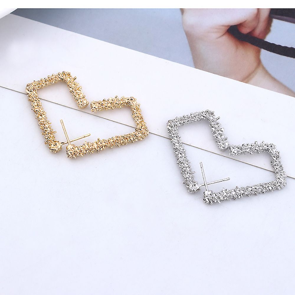 Anting Hoop Bentuk L Geometris Tidak Teratur Bahan Alloy Gaya Retro Korea Untuk Wanita