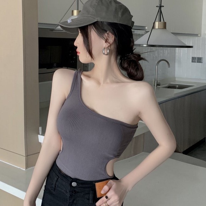 GO! BR627 Bra Tanktop Satu Shoulder Wanita Crop Kamisol Korean