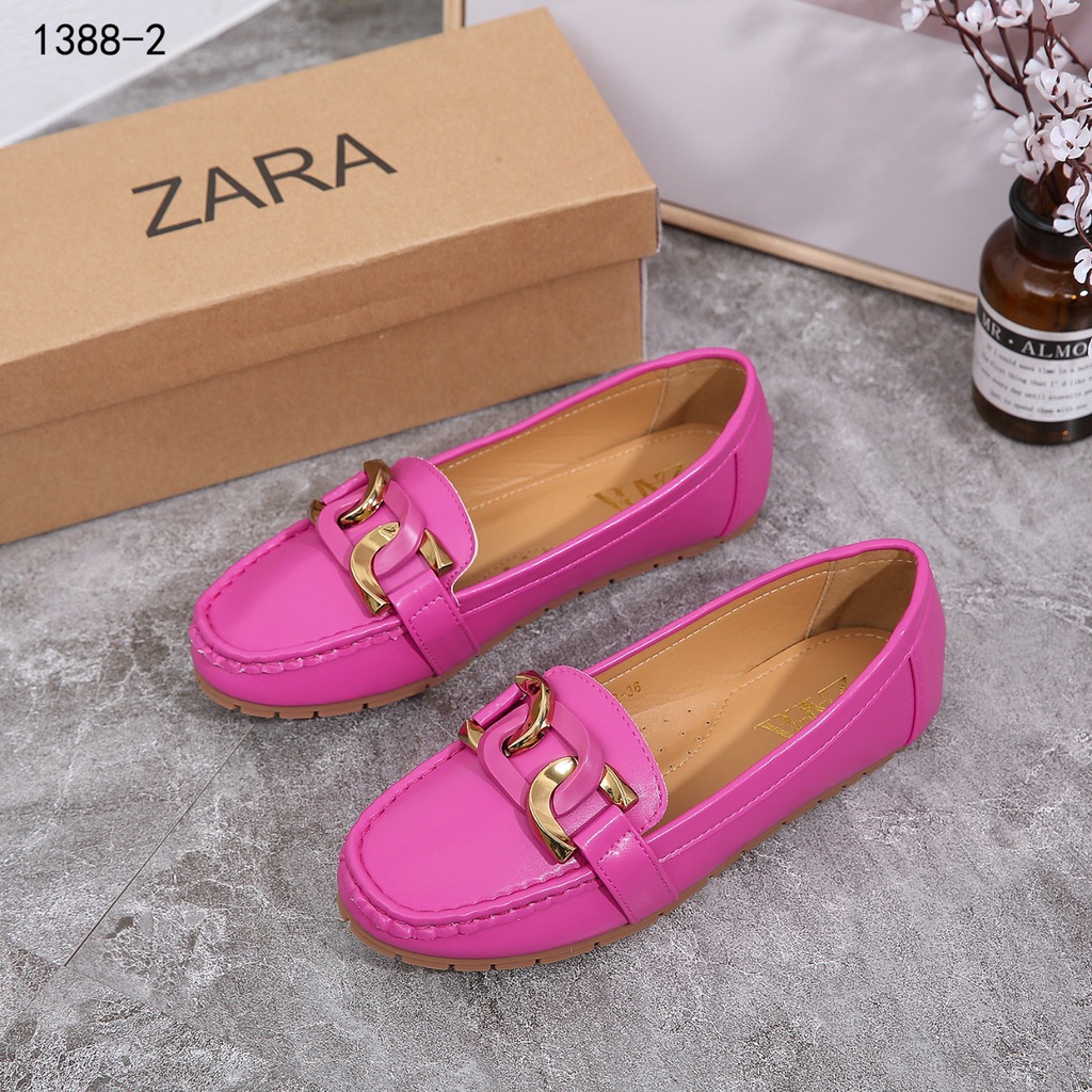 ZR Leather With Chain Flat Shoes 1388-2