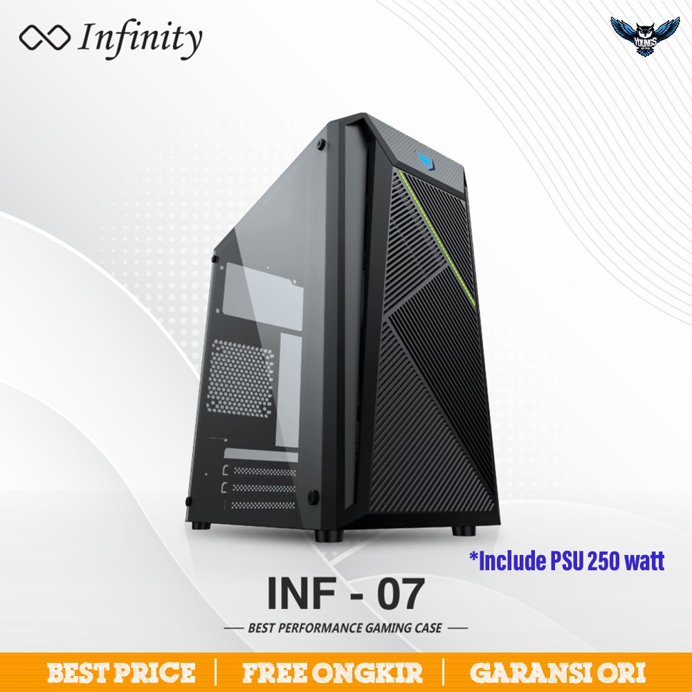 Case Gaming Infinity F07 + PSU 250W | mATX | RGB Front | Casing INF-07