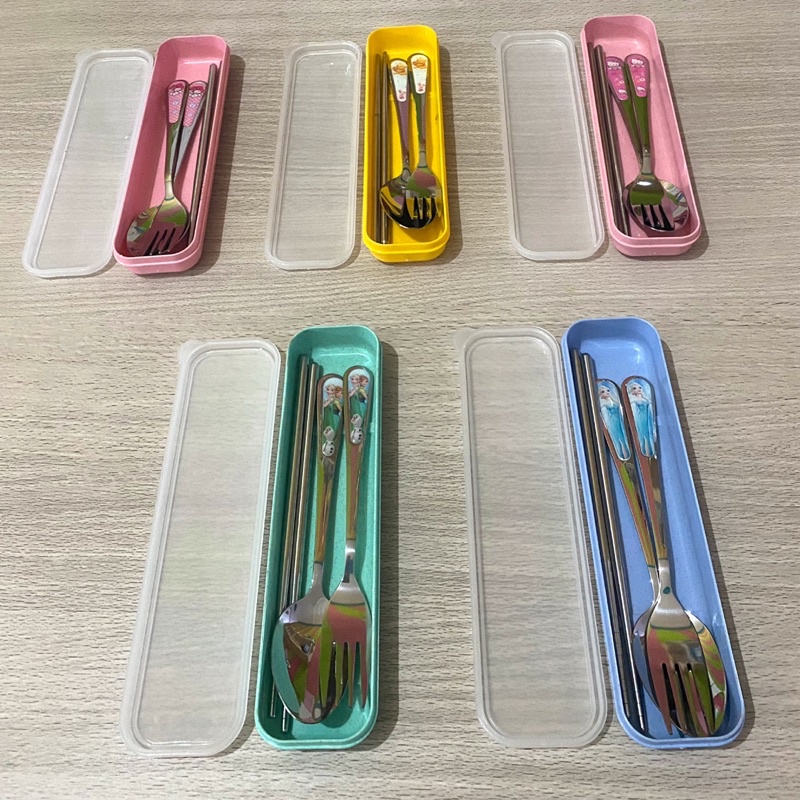 Sendok garpu sumpit karakter frozen pooh hello kitty my melodi