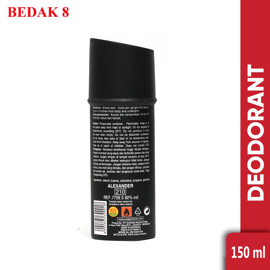 AXL Alexander Deodorant Spray Black 150 ml/ Parfum AXL Alexander Hitam