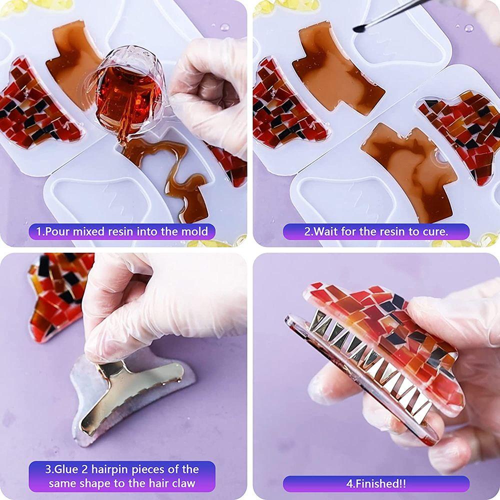 R-flower Cetakan Silikon DIY Grasping Clip UV Kristal Epoxy Perhiasan Rambut Klem