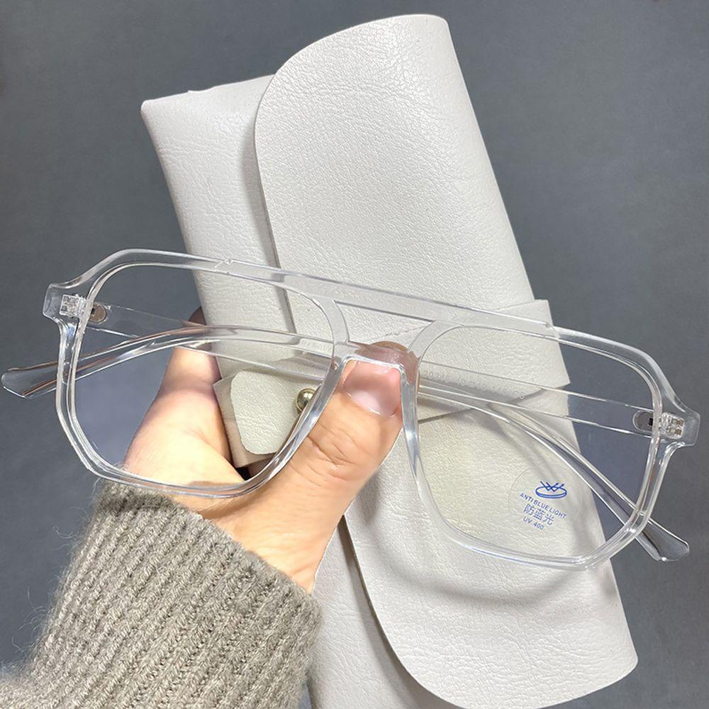 Agustinina Anti-blue Light Glasses Vintage Vision Care Perlindungan Anti Radiasi Square Double Bridges Women Glasses