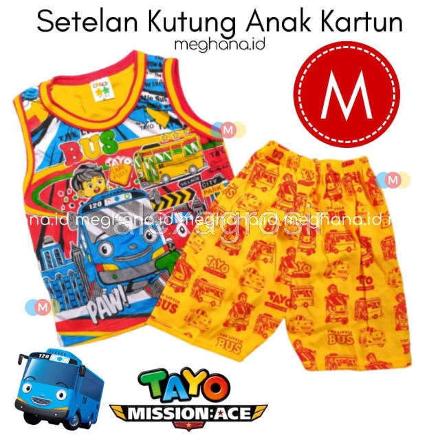 alexagrosir - Baju Anak Setelan Kutung Motif Bus 1-2 tahun Size S M L XL XXL