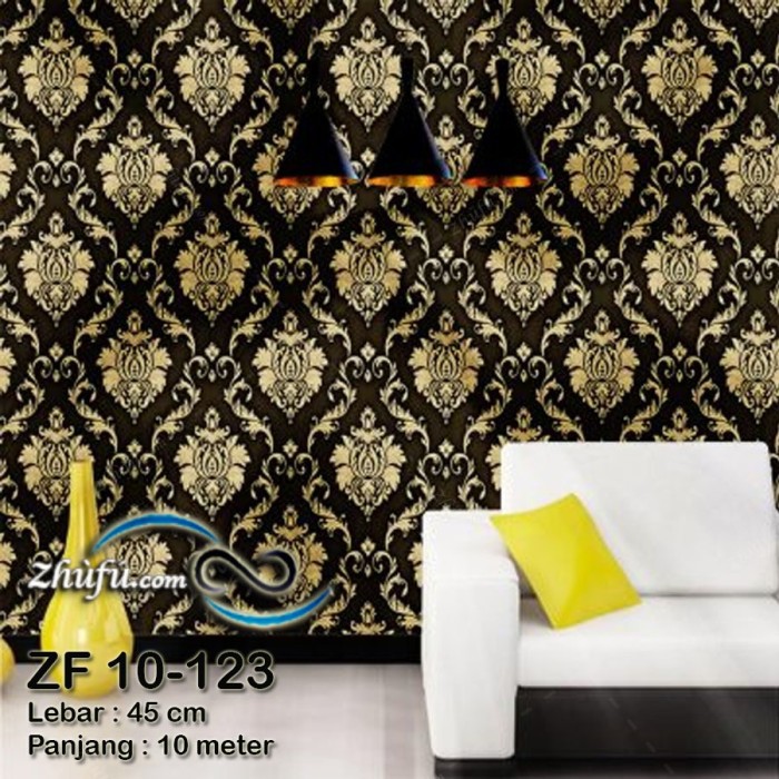 Wallpaper Dinding Motif Batik Hitam Ukuran Panjang 10Meter x Lebar 45CM