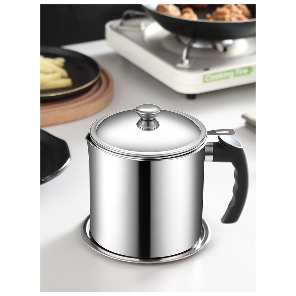 Wadah Saringan Minyak Goreng Anti Karat Gagang Anti Panas / Tempat Minyak / Tempat Tampung Minyak Bekas / Tempat Bekas Minyak / Stainless Steel 304 Kitchen Oil Pot / Saringan Minyak