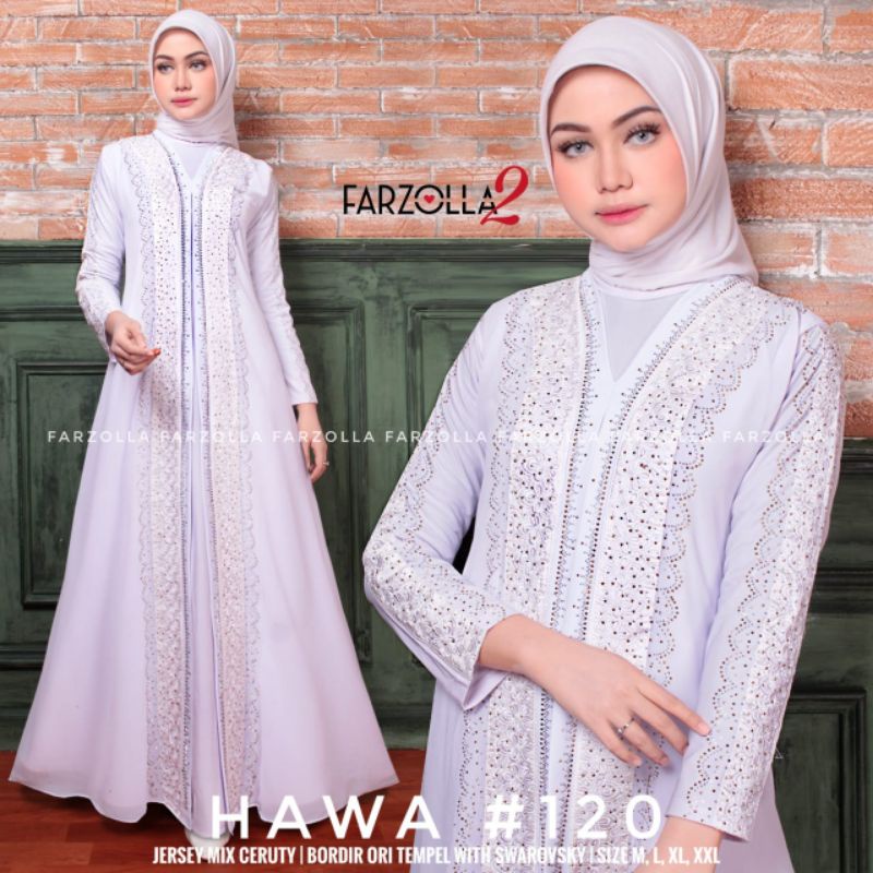 Abaya Turkey putih bordir swarovsky hawa 120   Farzolla