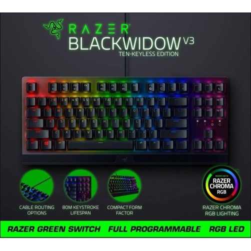 Keyboard Razer Blackwidow V3 TenKeyLess TKL Chroma - Gaming - Green