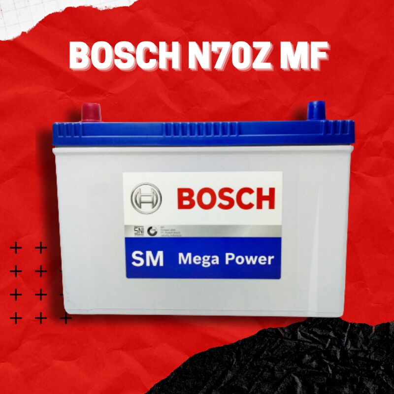 Aki mobil merk BOSCH Tipe N70Z MF /Aki kering
