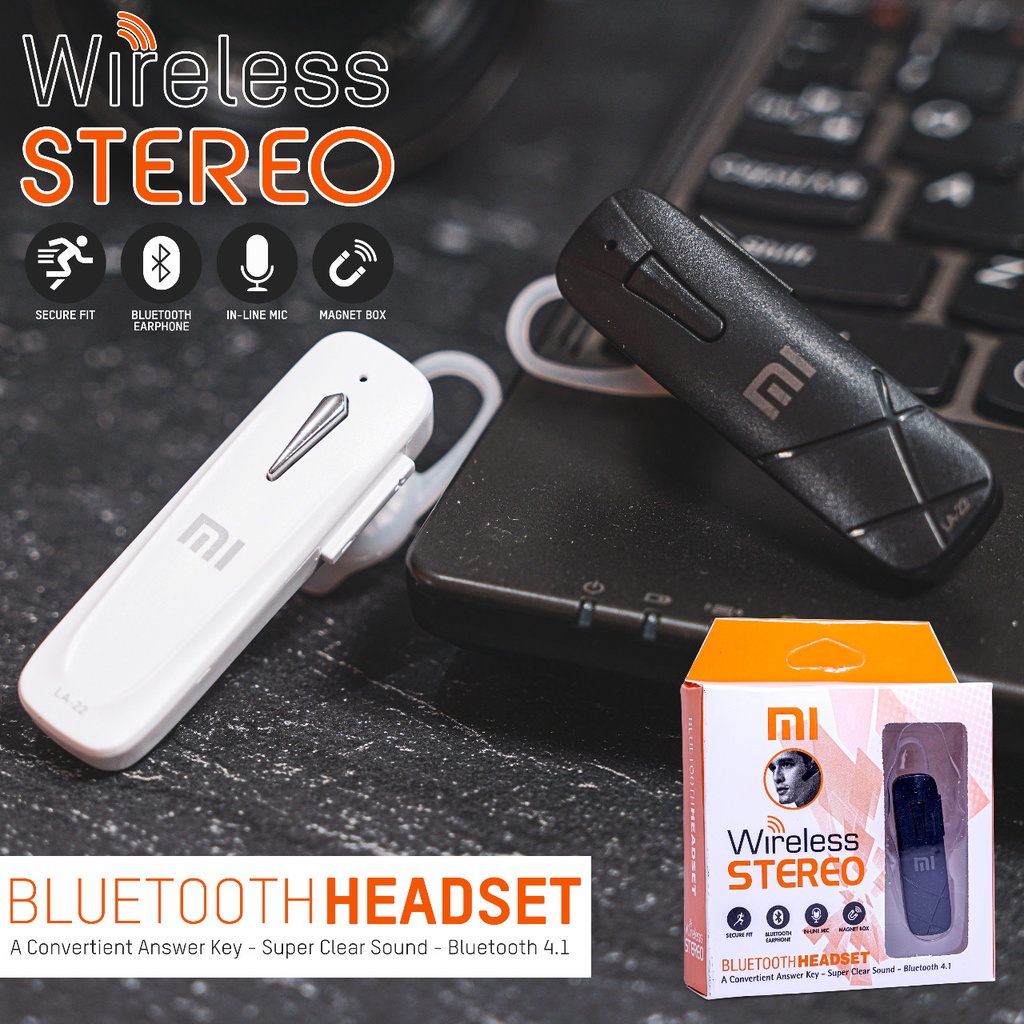 Hf Headseat Bluetooth LA22 Kualitas Bagus Xiaomi