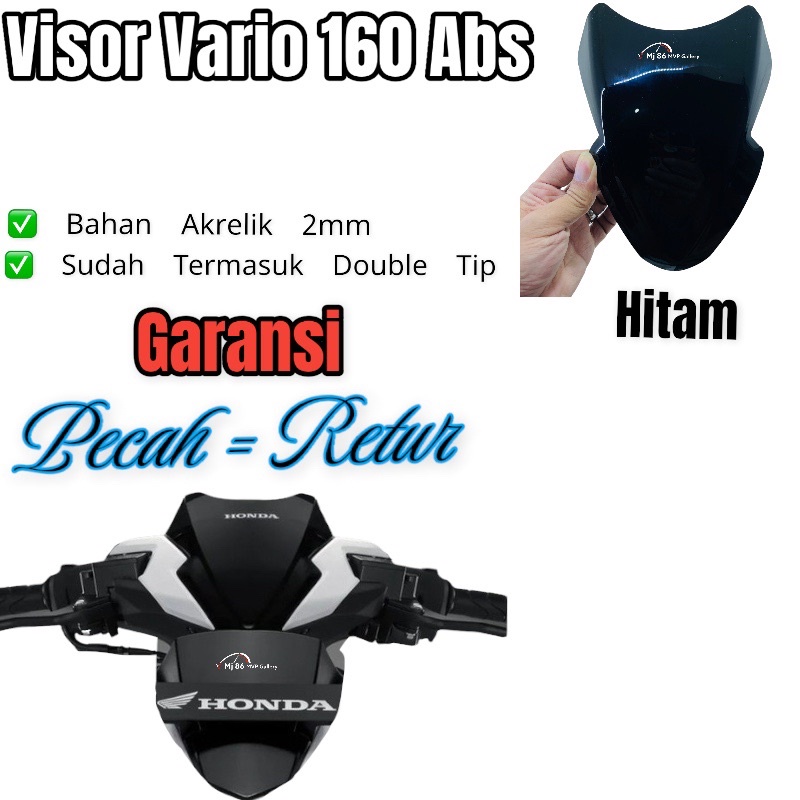 Visor Vario 160 Abs Free Double Tip Kualitas Orginal Warna Hitam Smoke Bening