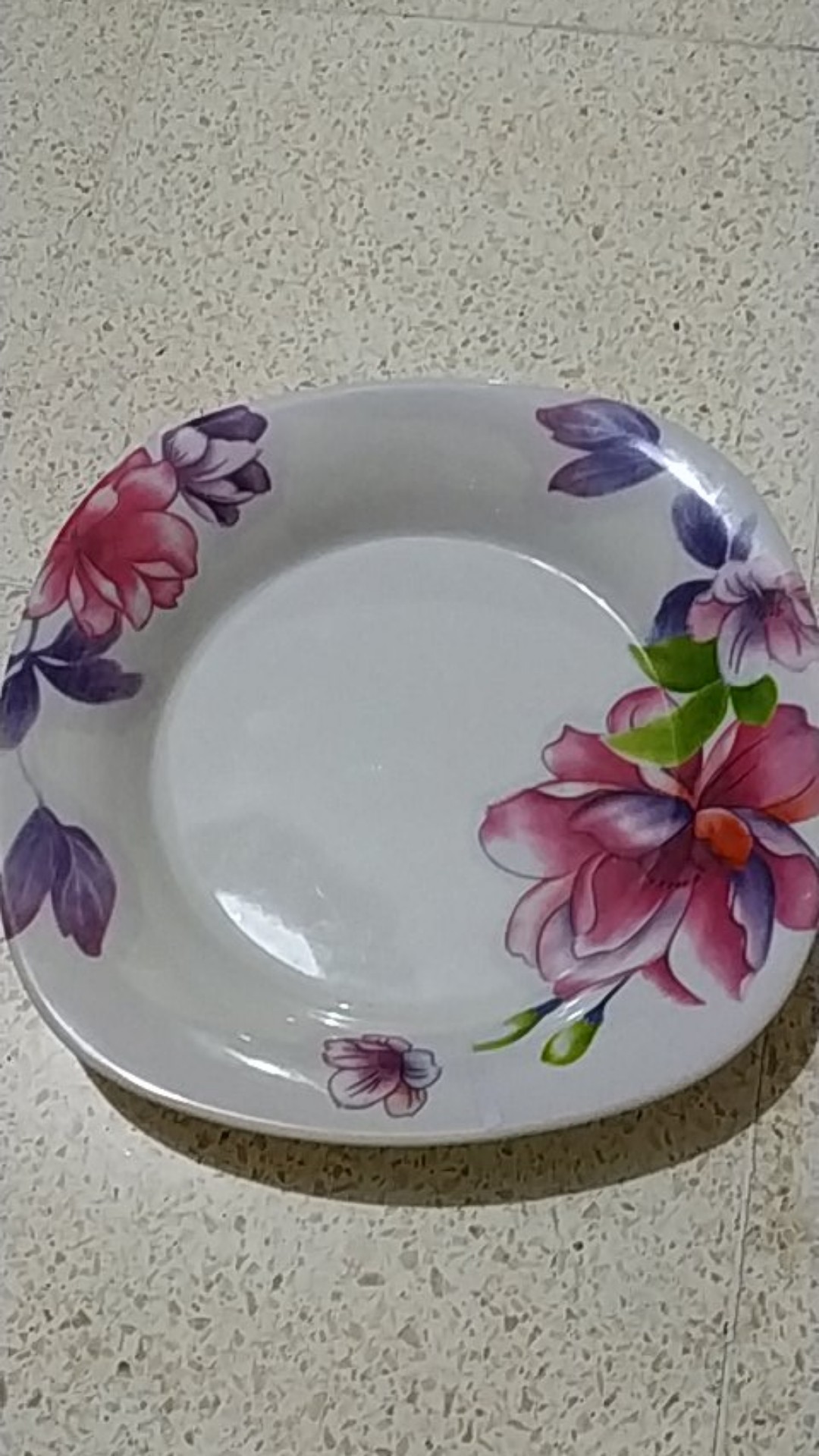 (6pcs) Piring Melamin Segi Cekung Unica 9 Motif Bunga / M5109
