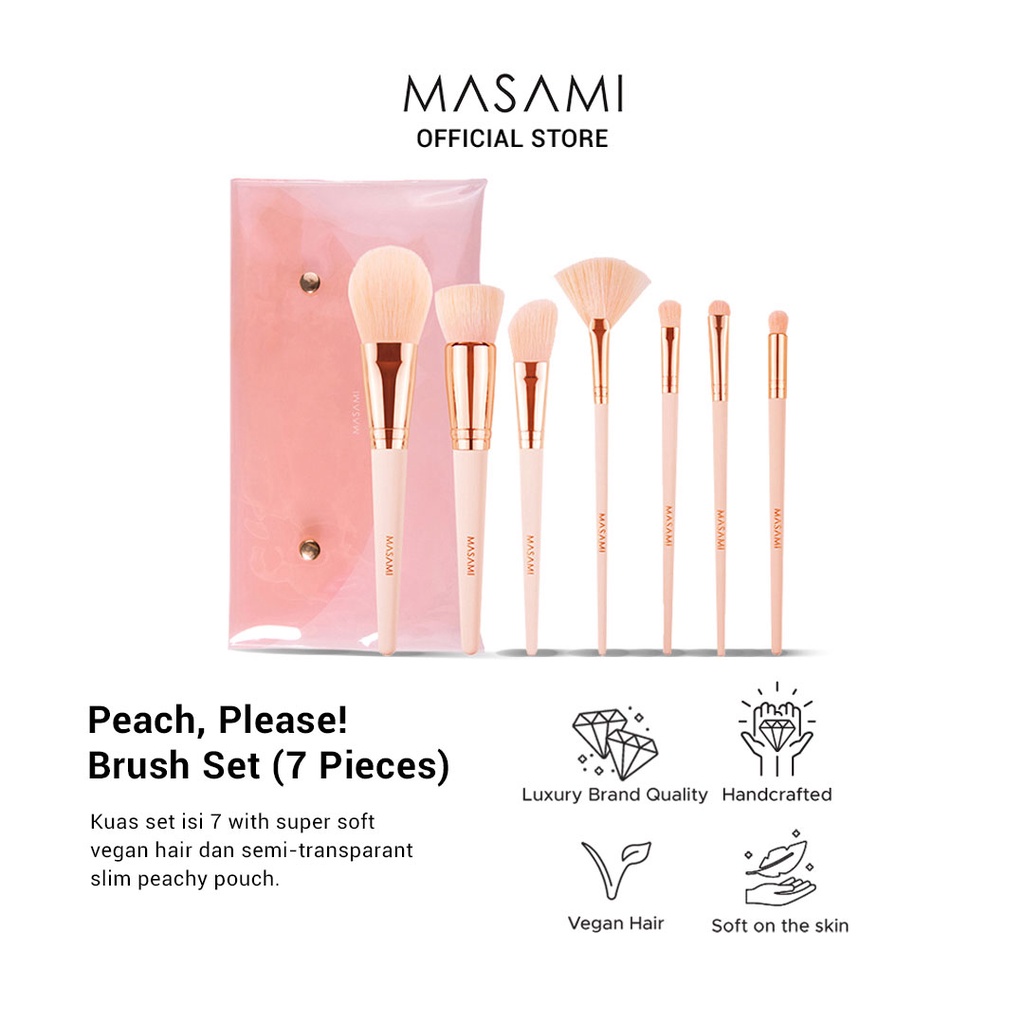 Masami Peach,Please! Brush Set (7 Pieces) Kuas Set Makeup