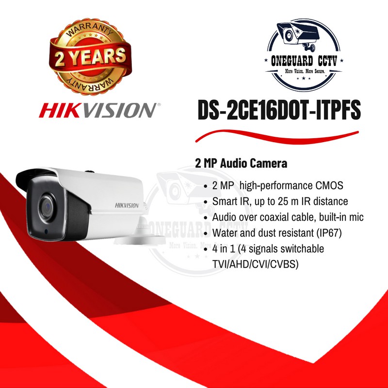 DS-2CE16D0T-ITPFS HIKVISION CAMERA 2 MP AUDIO CAMERA
