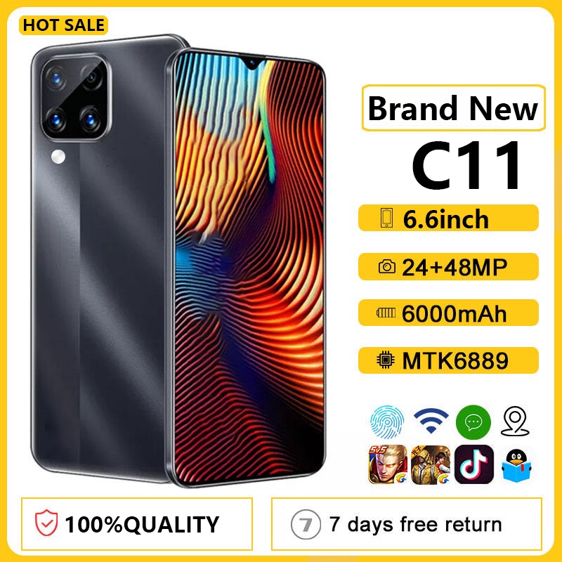 HP murah C11 hp baru ram 6/128GB 6.6 inches screen Handphone Android Promo Cuci Gudang Ponsel Baru Original 4G/5G Smartphone