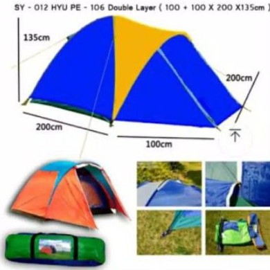 Tenda Dom Hyu Kapasitas 4 Orang Double Layer