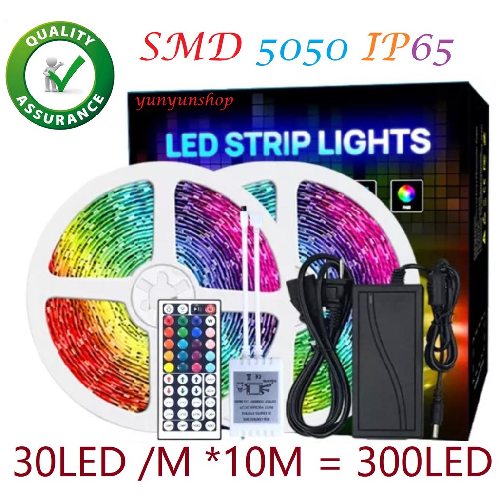 ip65 54D Lampu Led Strip Panjang 10 Meter RGB Dekorasi Hias Tumblr 5050 IP65 + Remote + Adaptor