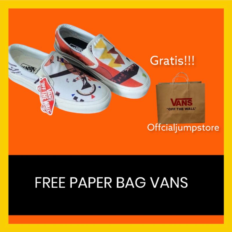 [BISA COD] VANS SLIP ON OG &quot;MOMA&quot; WHITE ORANGE IMPORT