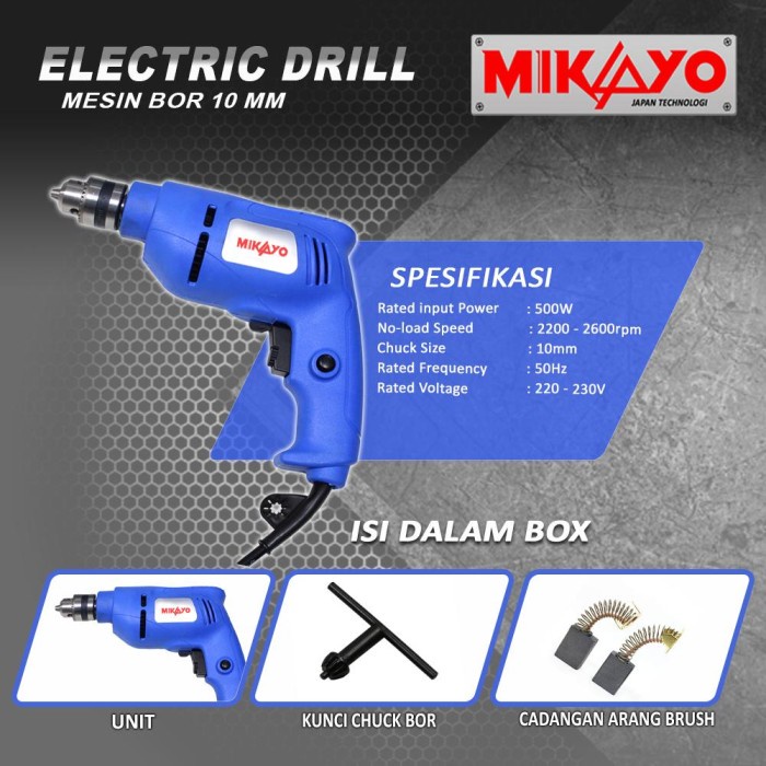 MESIN BOR LISTRIK Besi Kayu Drill 10 MM MIKAYO Tools Electric 2 arah Bolak Balik modern maktec besi kayu ga bisa tembok low Watt terendah Bolak Balik Murah, berkualitas dan terlaris 10 mm Tersedia 3 merk berbeda