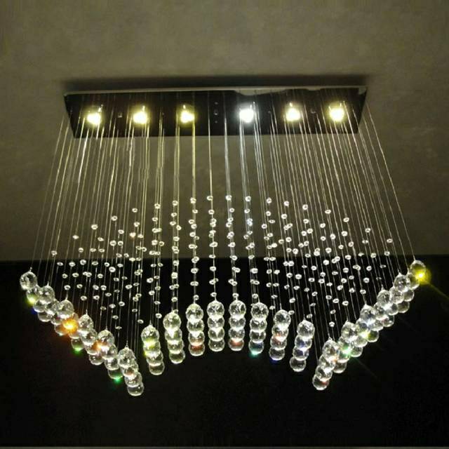 Lampu hias plavon kristal asli lampu meja makan