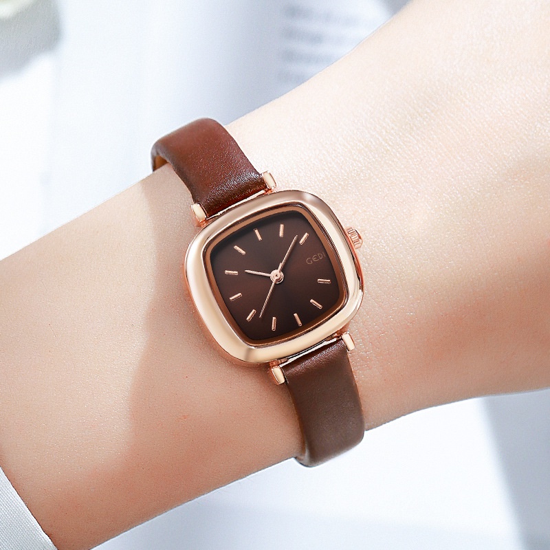 SANGCAKRA COD-Jam Tangan Wanita Korea Casual Dial Kotak Analog Quartz Strap PU High Quality Import New Model Unik - JW42