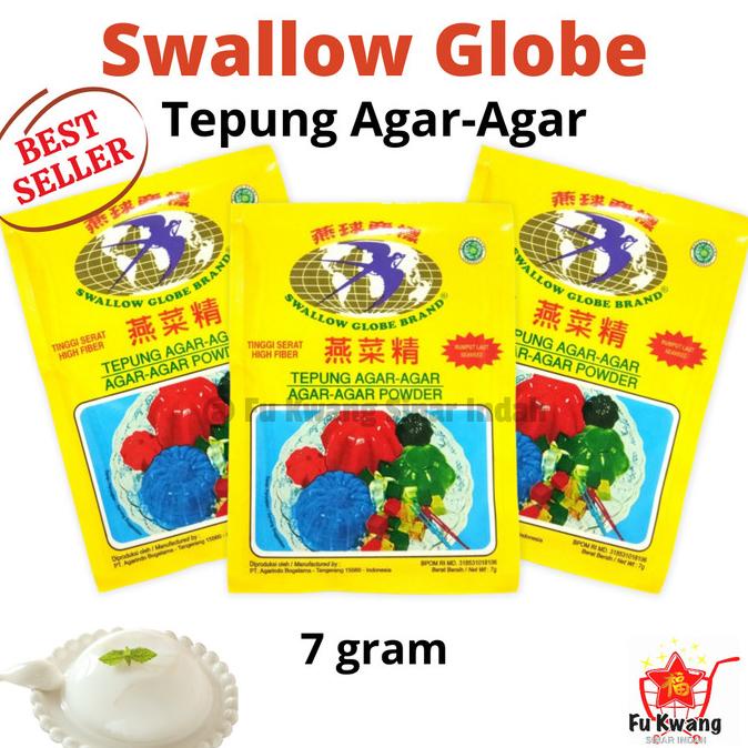 

Agar Swallow Globe Plain / Tepung Agar-Agar Powder Rumput Laut 7 gram CUCI GUDANG Kode 230