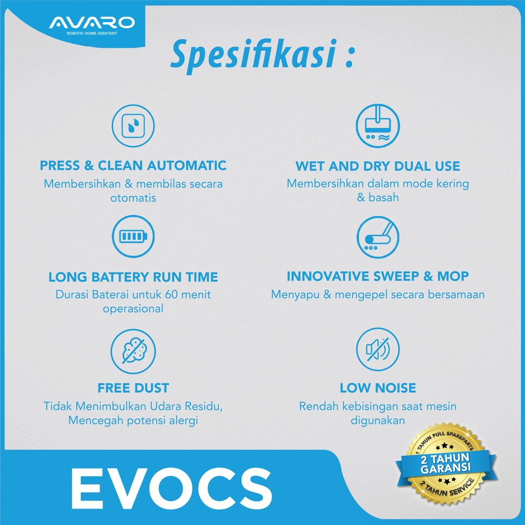 Pembersih Debu Avaro Evocs Vacuum Cleaner - Evocs Alat Pel Canggih - wet and dry floor cleaning mop