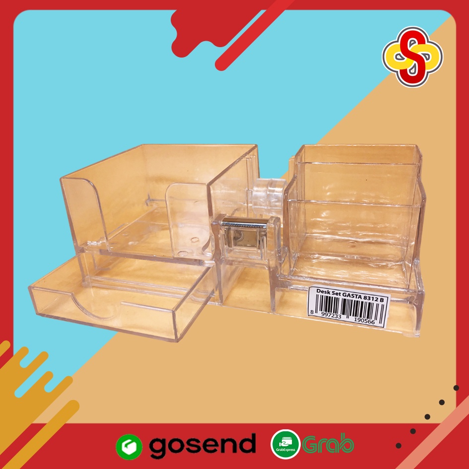 Tempat Alat Tulis / Desk Set Bening Akrilik Microtop 8312 B