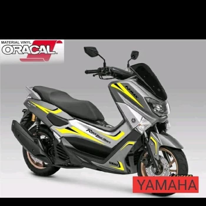 STRIPING CUTTING STICKER NMAX motor abu-abu sticker black yellow.2