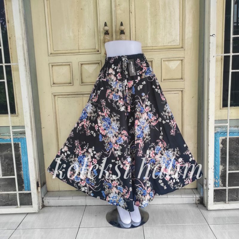(BISA COD)rok payung/rok katun lebar/motif bunga AMAZON LILY-3