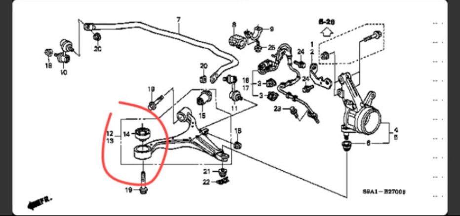 Bush Besar Lower Arm Depan Stream, Civic Vti 2001-2005, Crv Gen 2 2002-2006