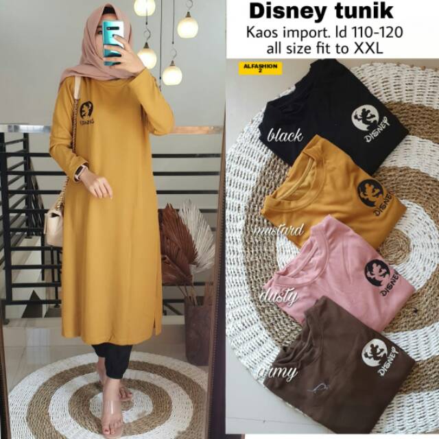 ori by alfashion - disney tunik bahan kaos import ld 110-120 // tunik jumbo