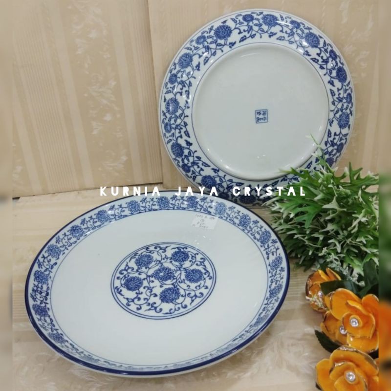 Piring ceper keramik biru putih/ Piring makan biru putih/ Piring keramik import kansai