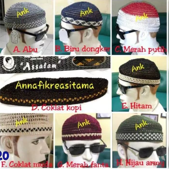 ⭐⭐⭐⭐⭐ peci rajut assalam model bulat . kopiah . kopyah . peci bulat Murah