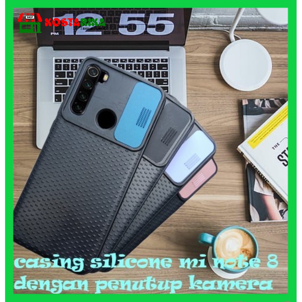 Softcase Casing Silikon Mi Note 8 Dengan Penutup Slide kamera Warna Cantik